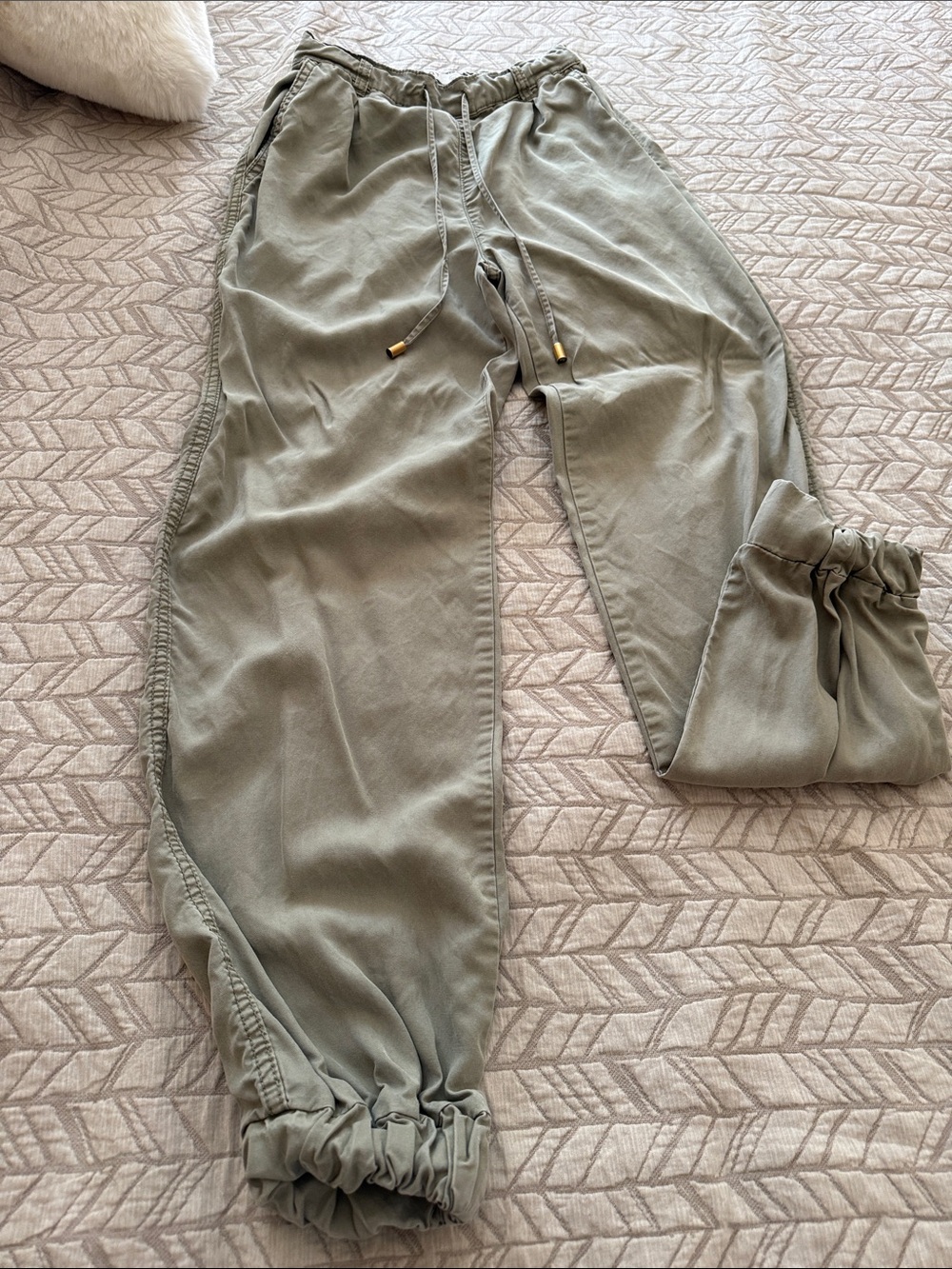 Women's Olive Drawstring Jogger wide leg pants